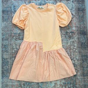 English Factory Orange Puff Sleeve Mini Dress